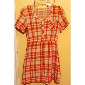 Vintage orange and white plaid dress 🍨